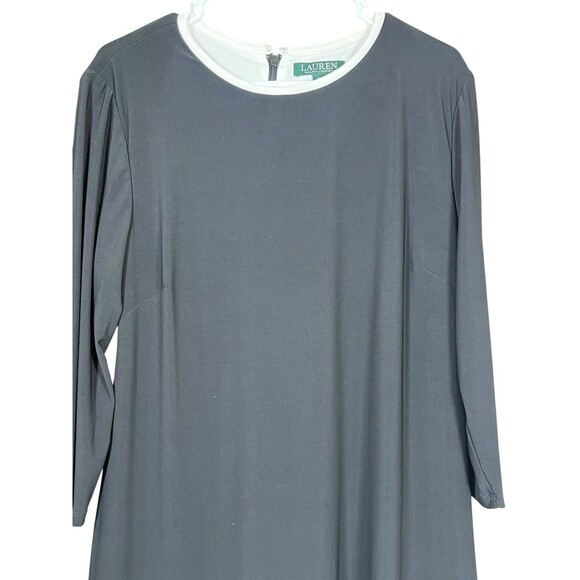 Lauren Ralph Lauren Dress 16 Black White Colorblock Stretch Lined Shift Career - Picture 2 of 14